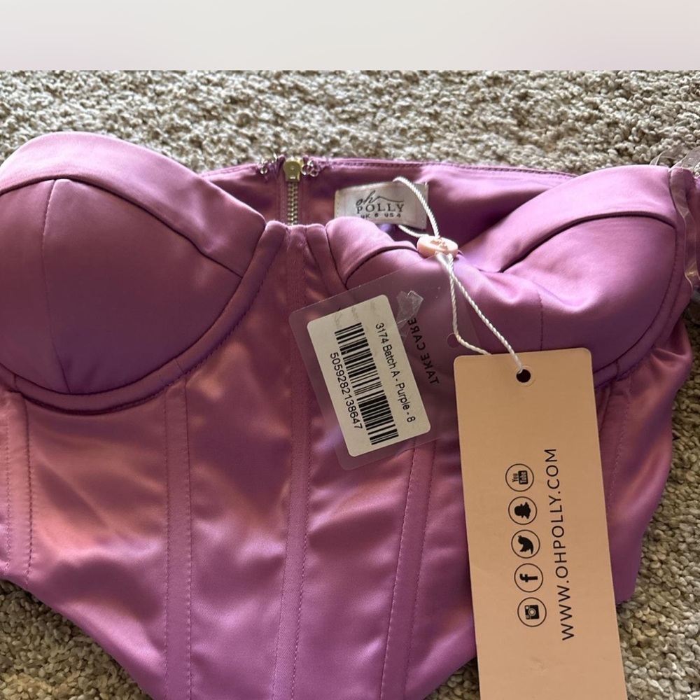 Oh Polly Purple Satin Crop Top